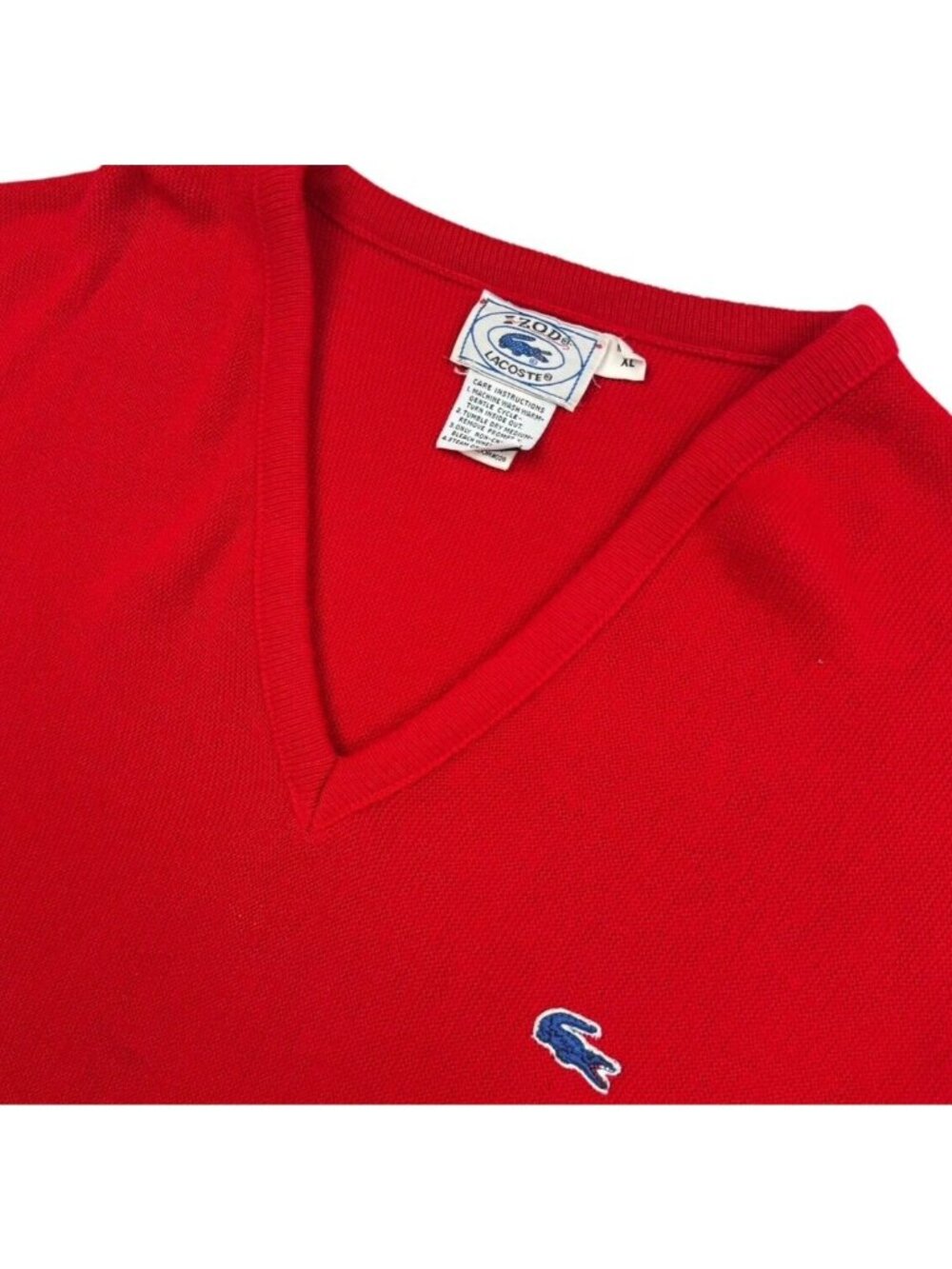 VTG Florida Blue Gator UF x Lacoste Men's V-Neck Pullover Sweater Orange • XL